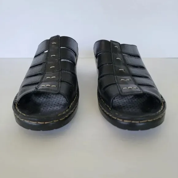 Josef Seibel Comfort Slide Leather Sandals Black Size 9 /  40