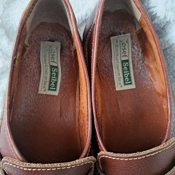 Josef Seibel Loafers Fisherman Shoes Brown Woven Leather Slip On  Men's 12.5