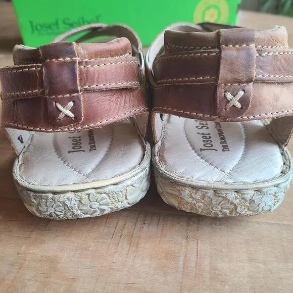 Josef Seibel Rosalie Brown Sandals Womens US 10 EU 41 Leather Sunflower Loafers