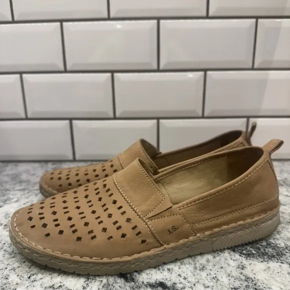 Josef Seibel Sofie Women 41 brown perforated Leather Flats Slip On Shoes US 10.5