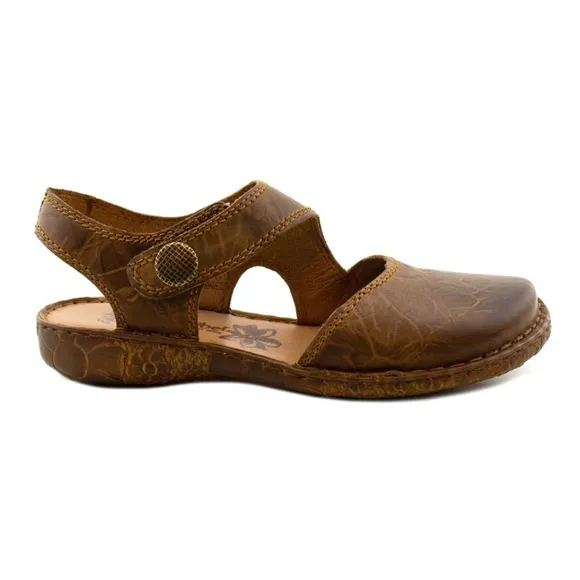 Josef Siebel Rosalie Brown Leather Mary Jane Sandals Size 40 Classic Luxury