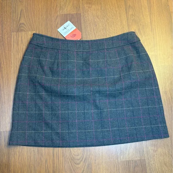 JOULES Tweed Grey NEW WITH TAG Wool Mini Skirt Academia School Girl 12‎ 90s Y2K