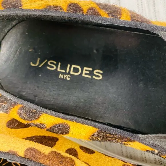 J/Slides Calf Hair Animal Print Slip On Tassle Loafers Flats Size 7.5