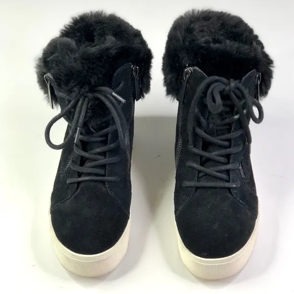 J/SLIDES double zip suede platform high-top sneakers bunny-soft faux fur 7