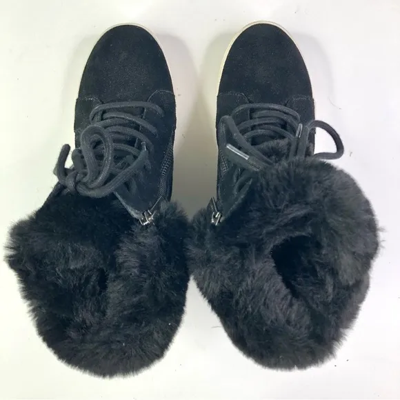 J/SLIDES double zip suede platform high-top sneakers bunny-soft faux fur 7