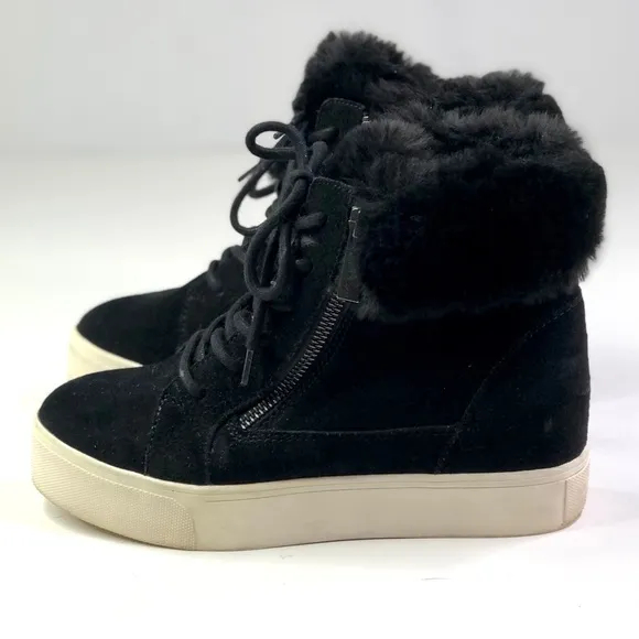 J/SLIDES double zip suede platform high-top sneakers bunny-soft faux fur 7