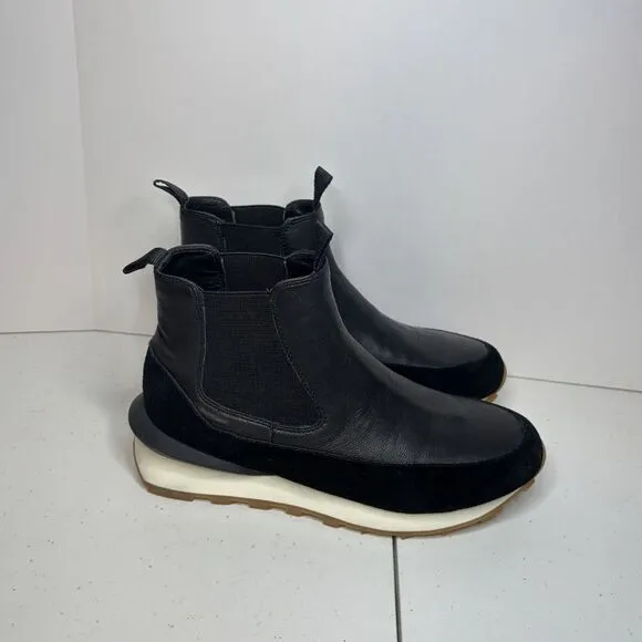 J/Slides Eddie Jogger Black Leather Sneaker Boots Womens Slip On Comfy Womens