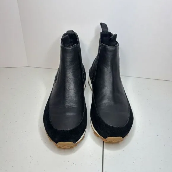 J/Slides Eddie Jogger Black Leather Sneaker Boots Womens Slip On Comfy Womens