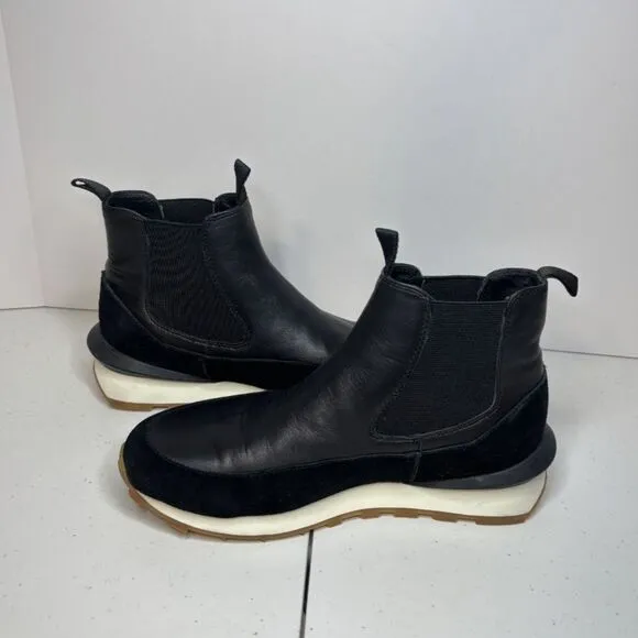 J/Slides Eddie Jogger Black Leather Sneaker Boots Womens Slip On Comfy Womens