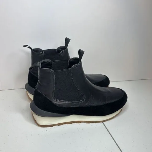 J/Slides Eddie Jogger Black Leather Sneaker Boots Womens Slip On Comfy Womens