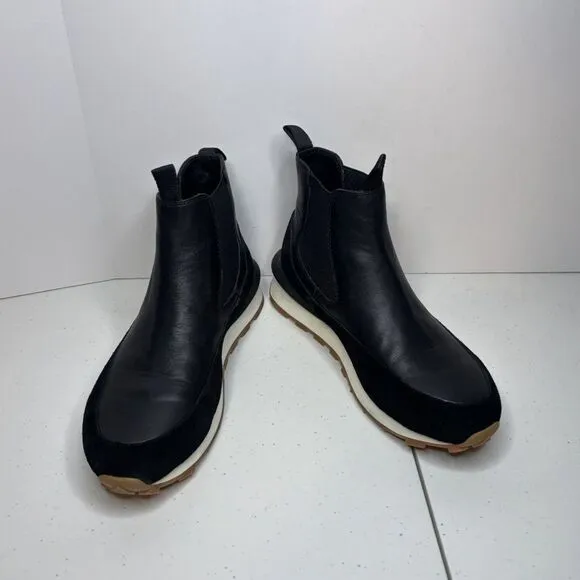 J/Slides Eddie Jogger Black Leather Sneaker Boots Womens Slip On Comfy Womens