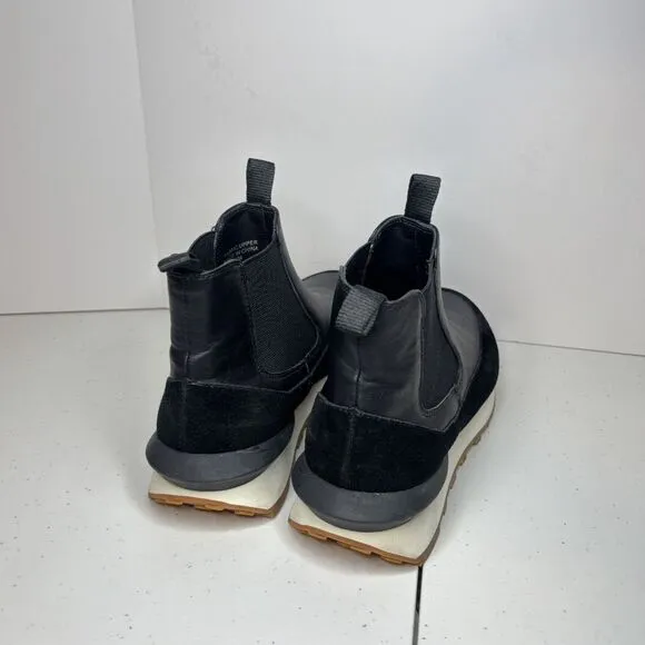 J/Slides Eddie Jogger Black Leather Sneaker Boots Womens Slip On Comfy Womens