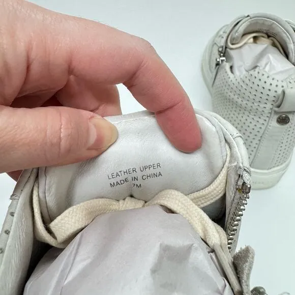 J/SLIDES Ludlow High Top Sneakers Perforated Nubuck Leather Gray Women's Size 7M