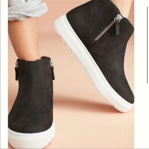 J/Slides Poppy Shearling Leather Booties Zipper Faux Fur Lined Waterproof Size 8