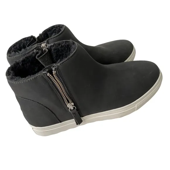 J/Slides Poppy Shearling Leather Booties Zipper Faux Fur Lined Waterproof Size 8