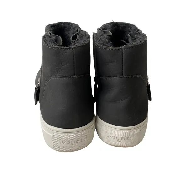 J/Slides Poppy Shearling Leather Booties Zipper Faux Fur Lined Waterproof Size 8