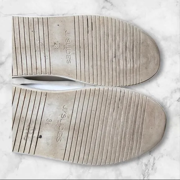 J/Slides Shoes Womens 8.5 White Leather Platform Sneakers Noca Comfortable Comfy