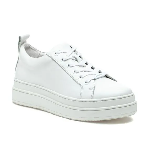 J/Slides Shoes Womens 8.5 White Leather Platform Sneakers Noca Comfortable Comfy