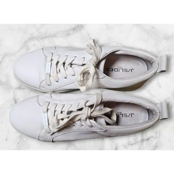 J/Slides Shoes Womens 8.5 White Leather Platform Sneakers Noca Comfortable Comfy