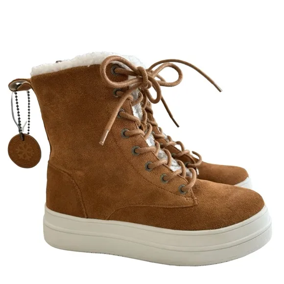 J/Slides Torrie Cognac Waterproof Suede. Sneaker Boots Size 6M