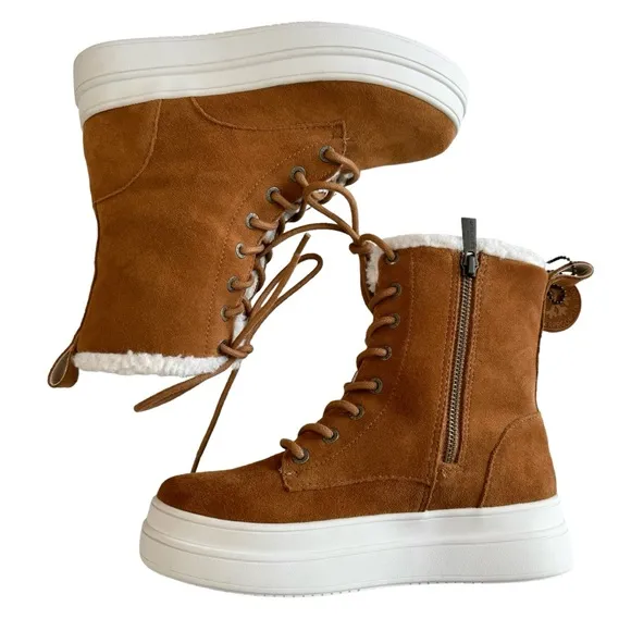 J/Slides Torrie Cognac Waterproof Suede. Sneaker Boots Size 6M