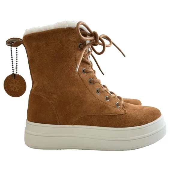 J/Slides Torrie Cognac Waterproof Suede. Sneaker Boots Size 6M