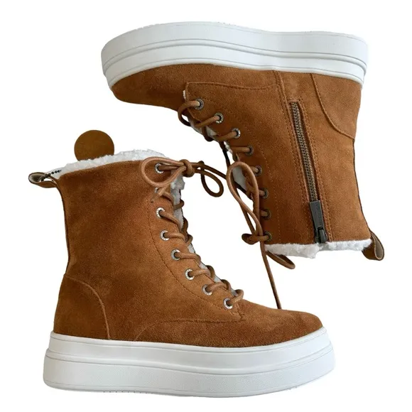 J/Slides Torrie Cognac Waterproof Suede. Sneaker Boots Size 6M