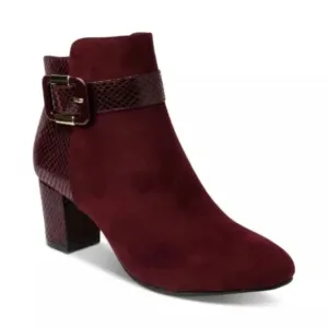 Karen Scott IVYY Women's Red Snakeskin Leather Side Zip Biker Ankle Bootie 8W