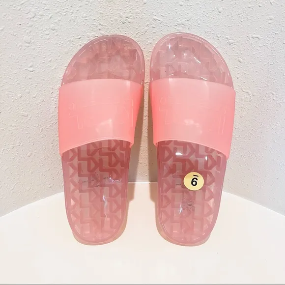 Karl Lagerfeld Logo Light Pink Women’s Transparent Tyla Slides Size 9 NEW