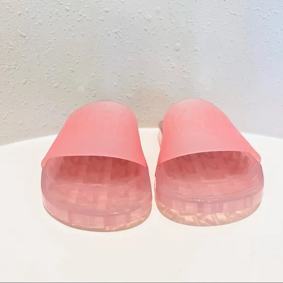 Karl Lagerfeld Logo Light Pink Women’s Transparent Tyla Slides Size 9 NEW