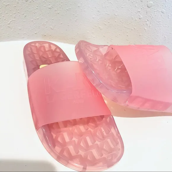 Karl Lagerfeld Logo Light Pink Women’s Transparent Tyla Slides Size 9 NEW