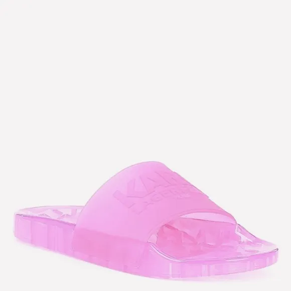 Karl Lagerfeld Logo Light Pink Women’s Transparent Tyla Slides Size 9 NEW