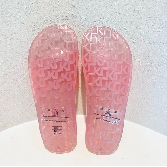 Karl Lagerfeld Logo Light Pink Women’s Transparent Tyla Slides Size 9 NEW
