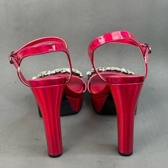 KARL LAGERFELD PARIS Women's Jala Embellished Ankle-Strap Sandals size 10