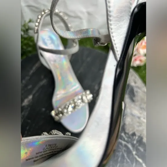 Karl LagerfeldWomen's Metallic ClaudeEmbellished Ankle Strap Sandal size 6.5