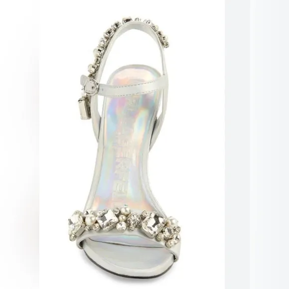 Karl LagerfeldWomen's Metallic ClaudeEmbellished Ankle Strap Sandal size 6.5