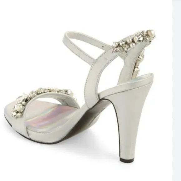 Karl LagerfeldWomen's Metallic ClaudeEmbellished Ankle Strap Sandal size 6.5