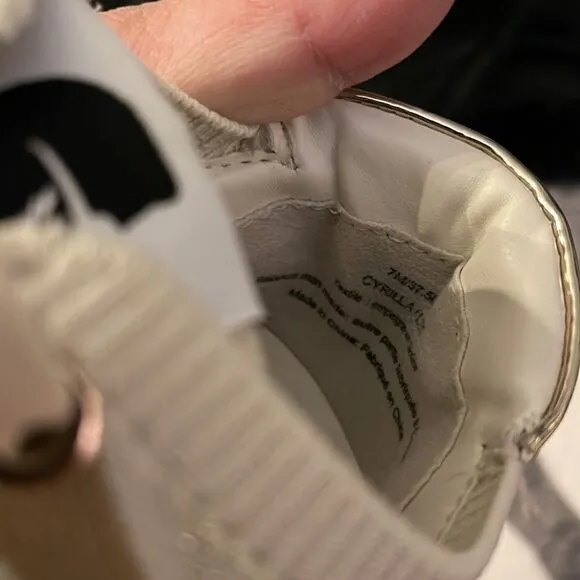 Karl lagerfield cyrilla white tan ecru knit sneakers 7m