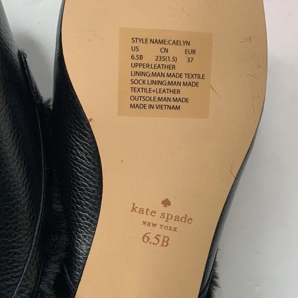 Kate Spade Caelyn black leather shearling lined slides NIB