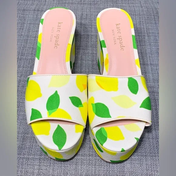 Kate Spade New York Ibiza Platform Mule Sandals Lemon Toss