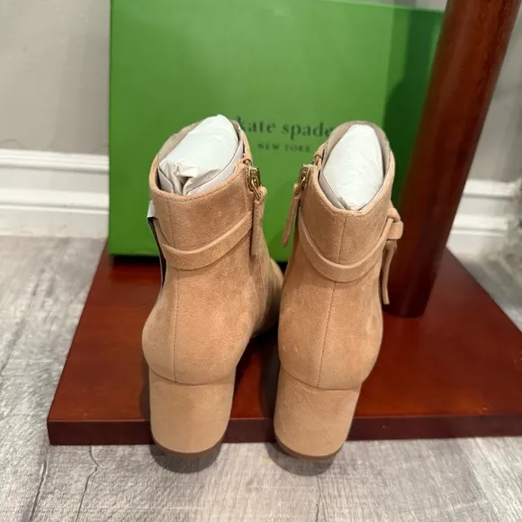 Kate‎ Spade New York Womens Knott Suede Side Bow Booties-Light Fawn
