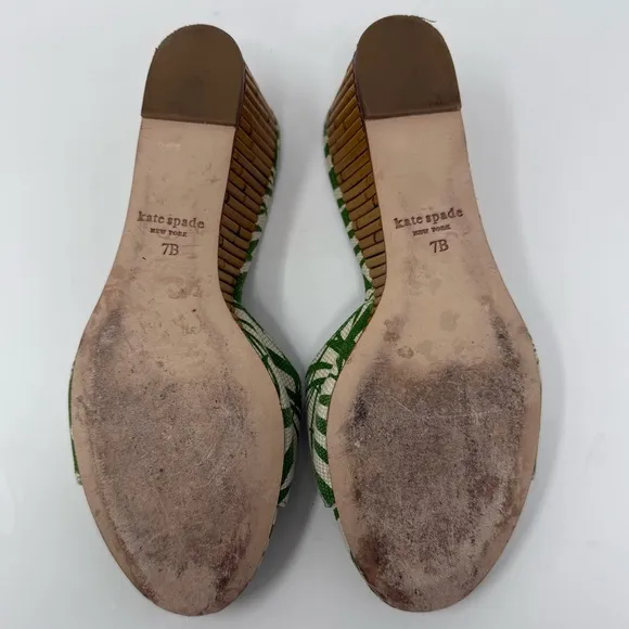Kate Spade New York Women's Meena Slide Sandals Palm Fronds Wedge size 7