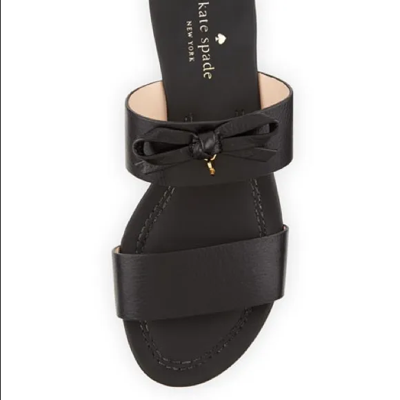 Kate Spade Tulia Leather Bow Slide Sandals