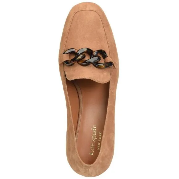 Kate Spade Women Chained Moc Toe Loafers Rowan Size US 5B Toffee Suede