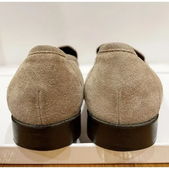Kate Spade Womens Suede Loafers Size 9.5 M Flats Pink Sole Beige Made in Italy