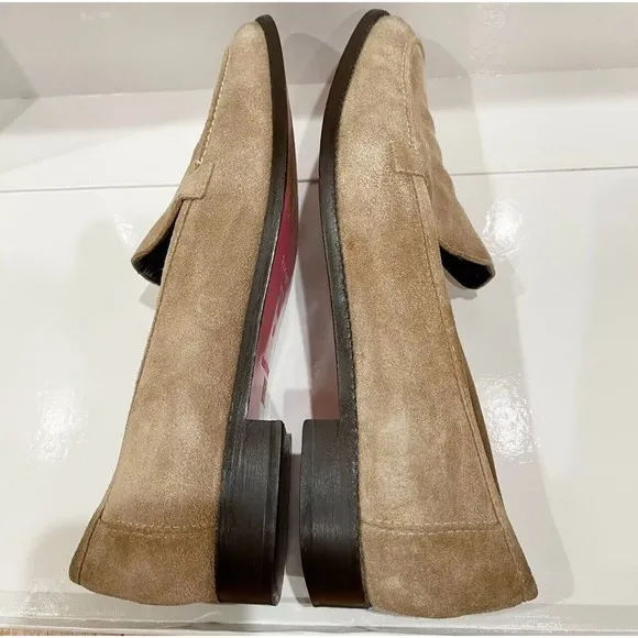 Kate Spade Womens Suede Loafers Size 9.5 M Flats Pink Sole Beige Made in Italy
