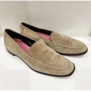 Kate Spade Womens Suede Loafers Size 9.5 M Flats Pink Sole Beige Made in Italy