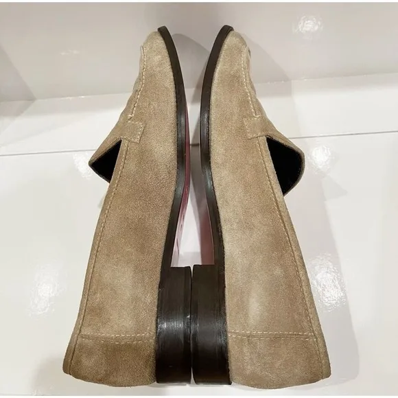 Kate Spade Womens Suede Loafers Size 9.5 M Flats Pink Sole Beige Made in Italy