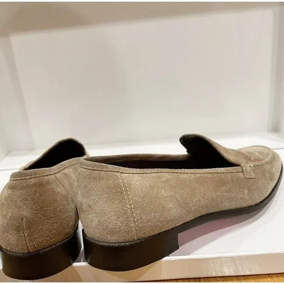 Kate Spade Womens Suede Loafers Size 9.5 M Flats Pink Sole Beige Made in Italy
