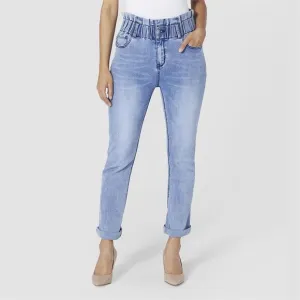 Katie Wide Waist Gathered Jeans | Light Denim